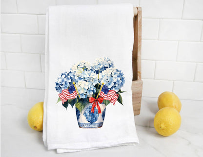 Personalized Chinoiserie Hydrangea Tea Towel