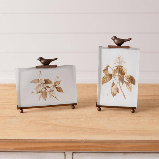 Botanical Glass Bird Photo Frame-Vertical And Horizontal