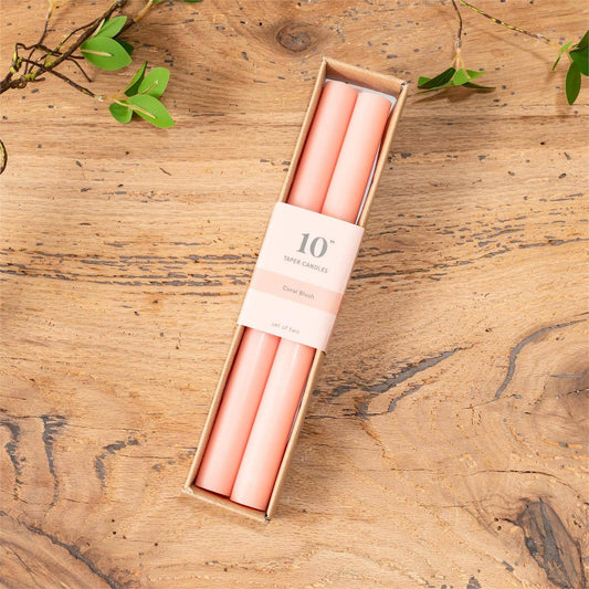 Coral Blush Taper Candle 10 in.