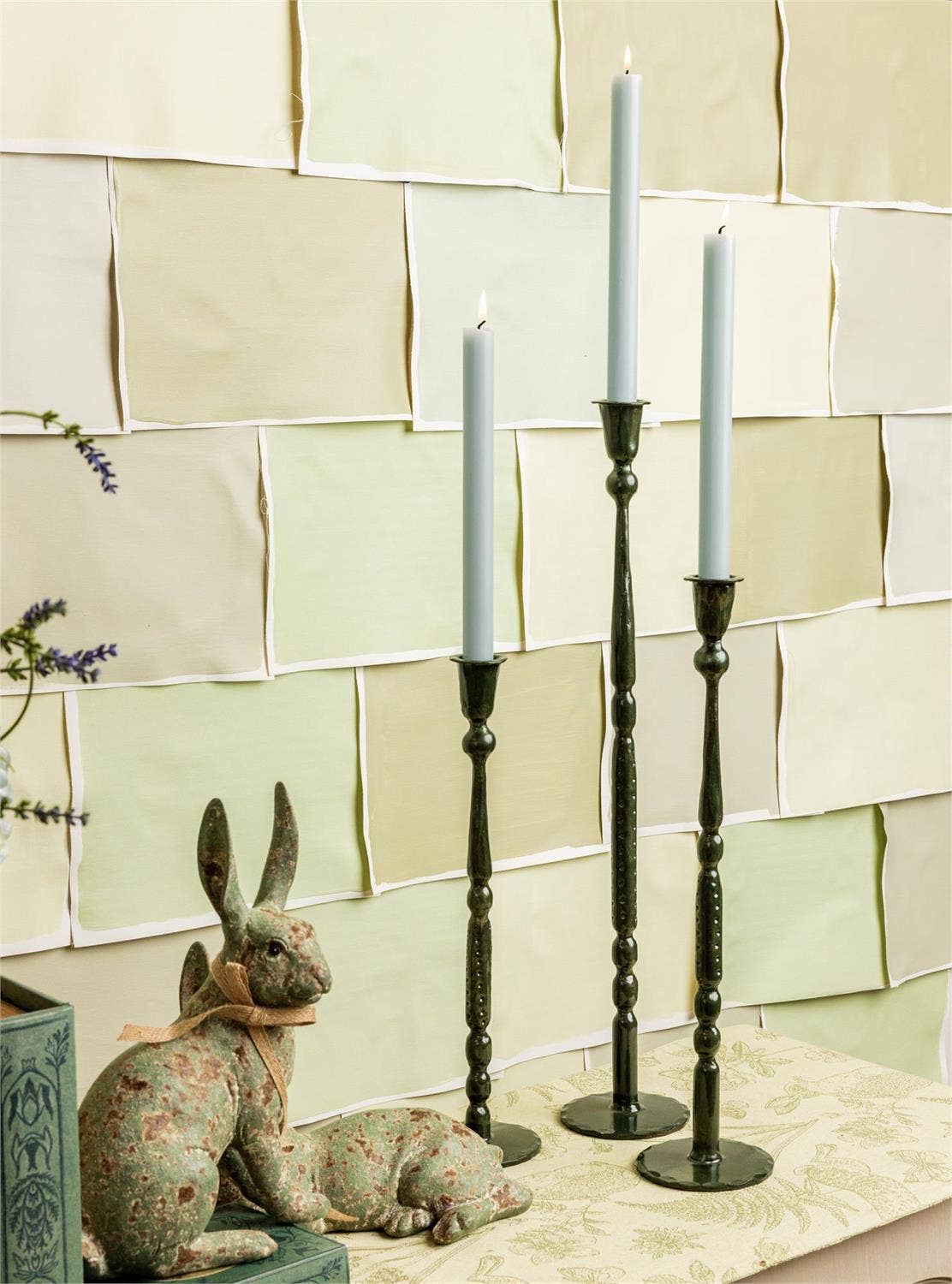 Candle Holder - Dk Green Enamel