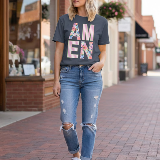 Amen Floral Comfort Color Floral Tee Garden Getaway