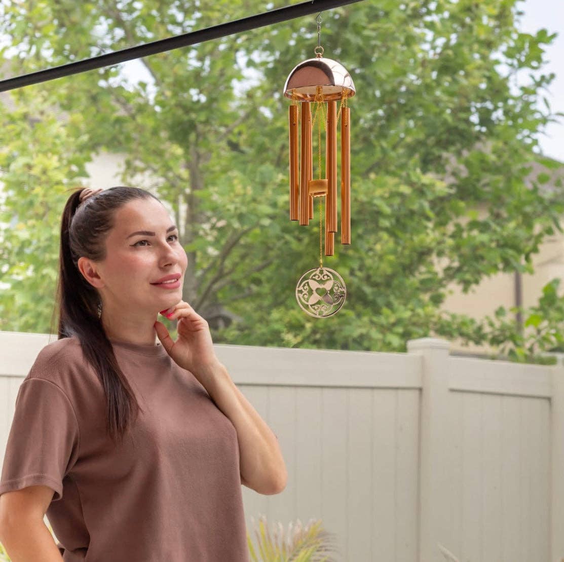 Memorial Wind Chime – Whispering Hearts™ Collection – Warm Gold 15”