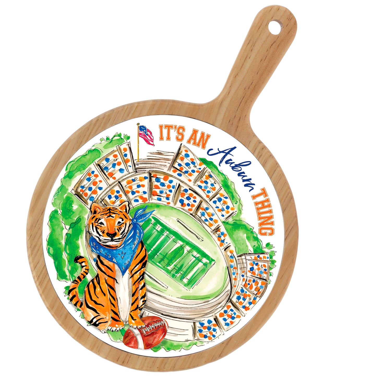 Blue Sitting Tiger Stadium Collegiate Cheese Board