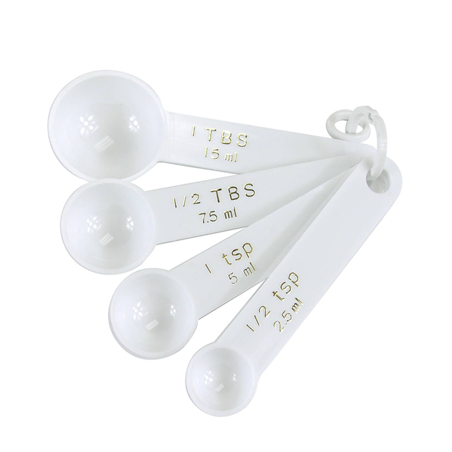 Fox Run White Measuring Spoon Set, 4-Piece, 6.25" x 1.75"