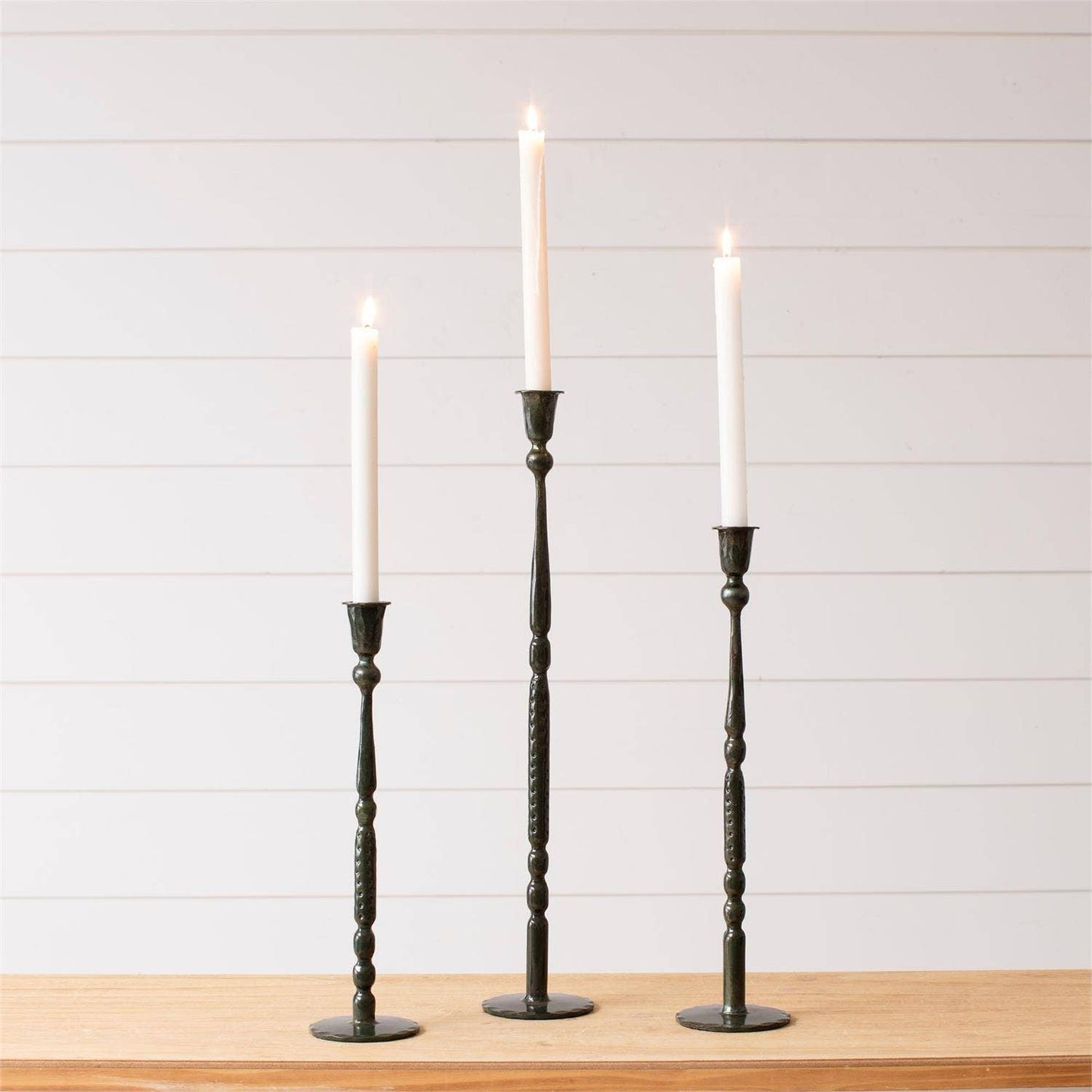 Candle Holder - Dk Green Enamel