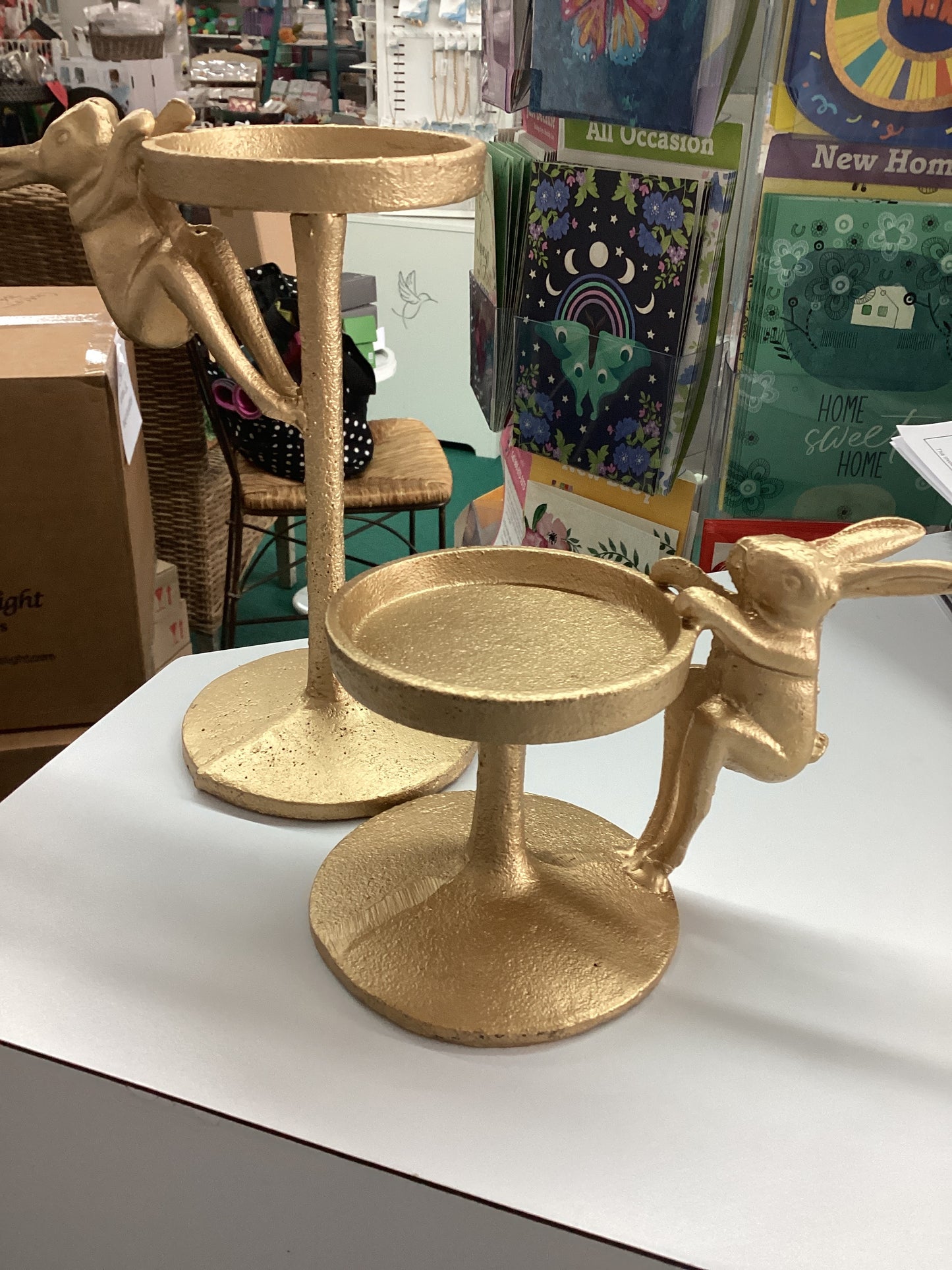 Golden Rabbit Pillar Candle Holders