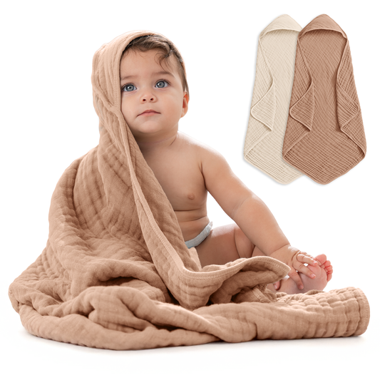 Hooded Baby Towel, 6 Layer 100% Muslin Cotton by Comfy Cubs