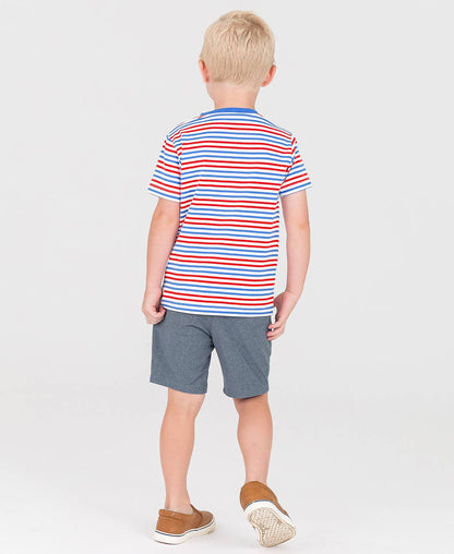 Coastal Calling Stripe Knit Short Sleeve Henley