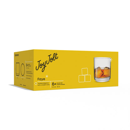 JoyJolt Faye DOF Rocks Whiskey Glasses - Set of 6 - 10 oz