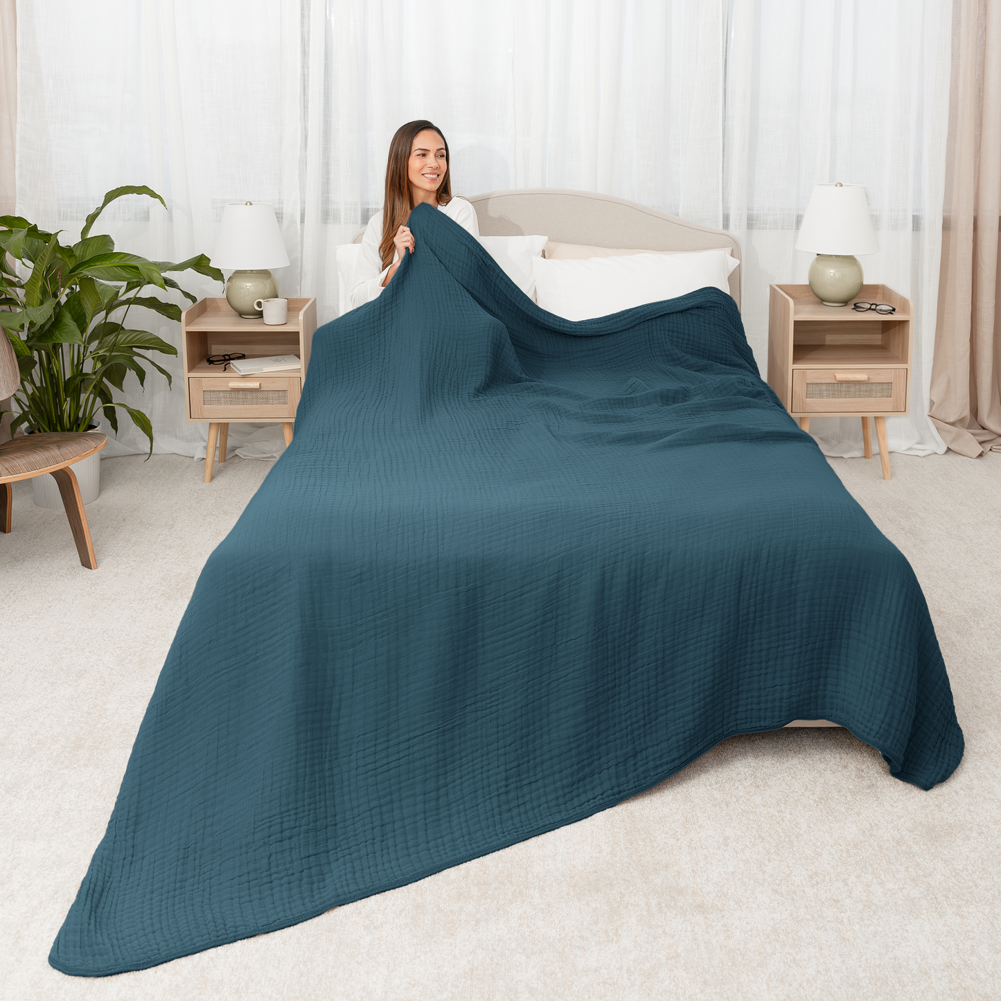 Muslin Blanket for Adults, 6-Layer Bedding by Comfy Cubs