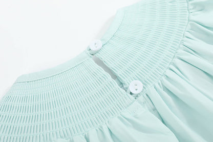 Misty Blue Easter Bunny Smocked Bishop Dress