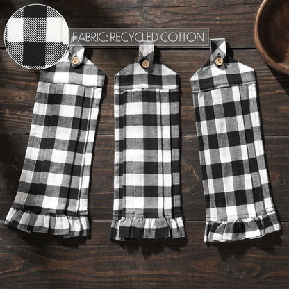 Annie Buffalo Check Black Button Loop Tea Towel