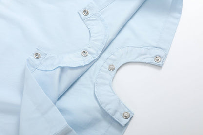 Light Blue USA Flag Smocked Shortalls