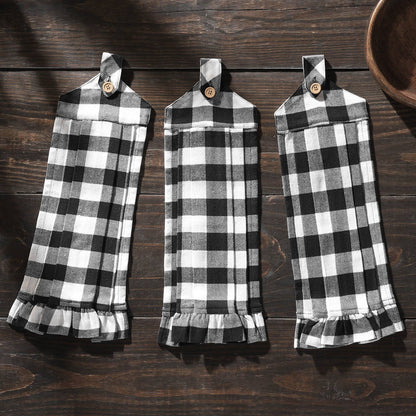 Annie Buffalo Check Black Button Loop Tea Towel