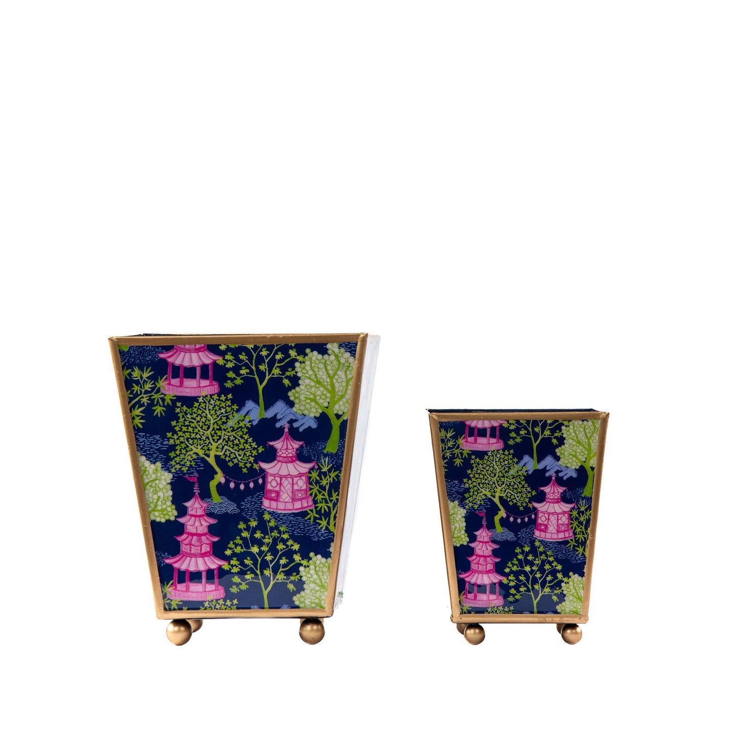 Garden Party Enameled Square Cachepot Planter