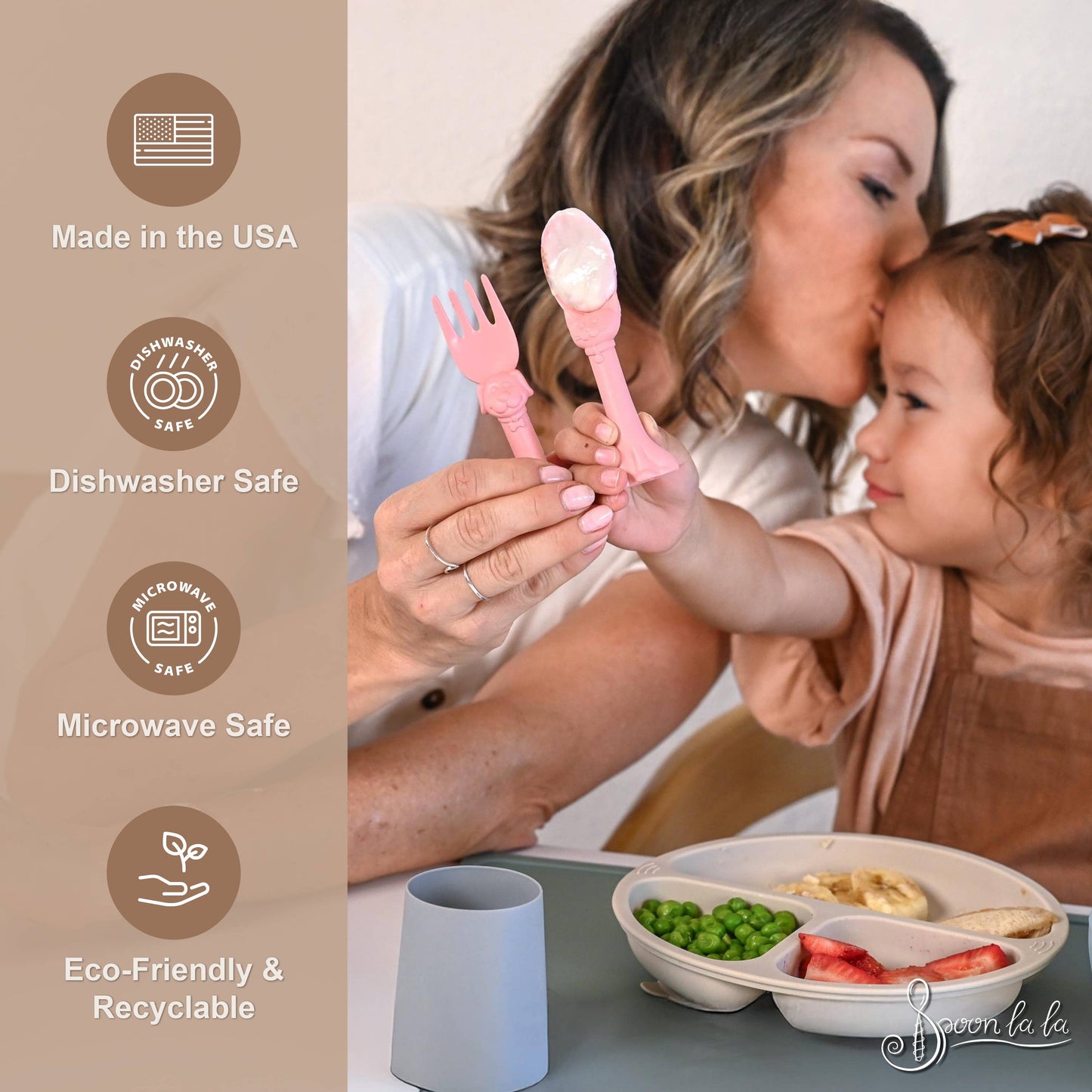  Spoon la la Toddler Utensils Set - 4 Pack Made in USA