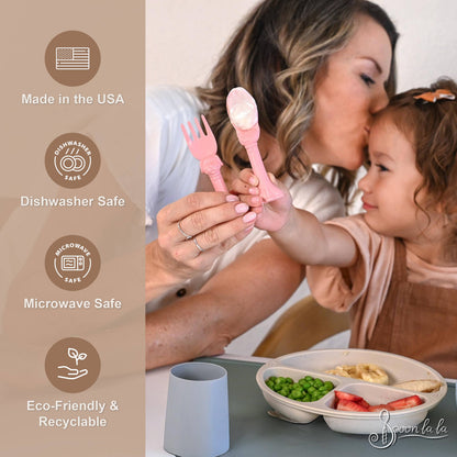  Spoon la la Toddler Utensils Set - 4 Pack Made in USA