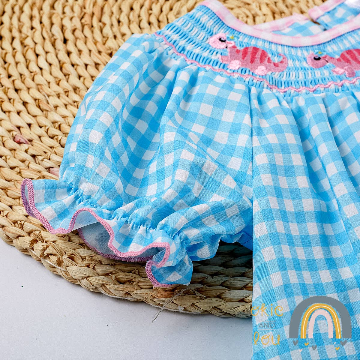 Okie & Lou Dino Checkered Flowers Dress