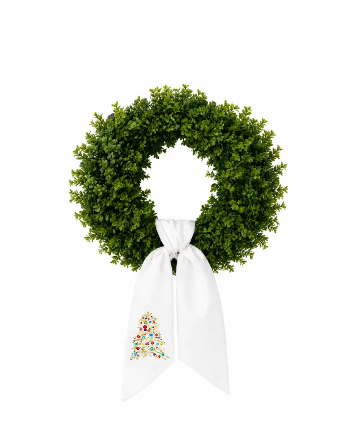 Colorful Christmas Tree Wreath Sash Watercolor