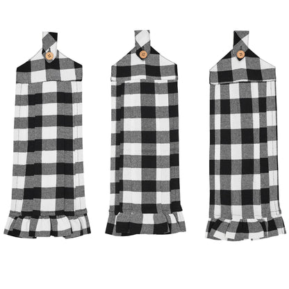 Annie Buffalo Check Black Button Loop Tea Towel