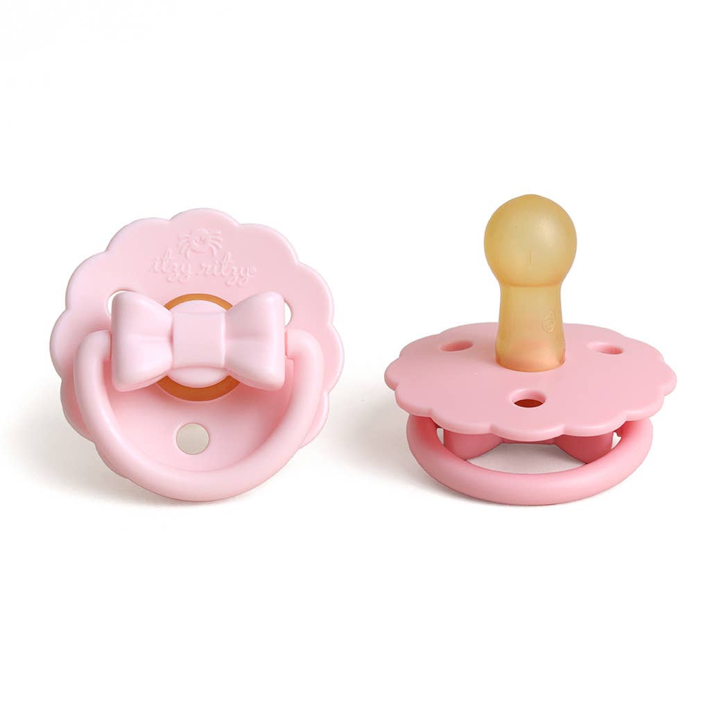 Itzy Soother™ Natural Rubber Paci Sets- Pink Bow