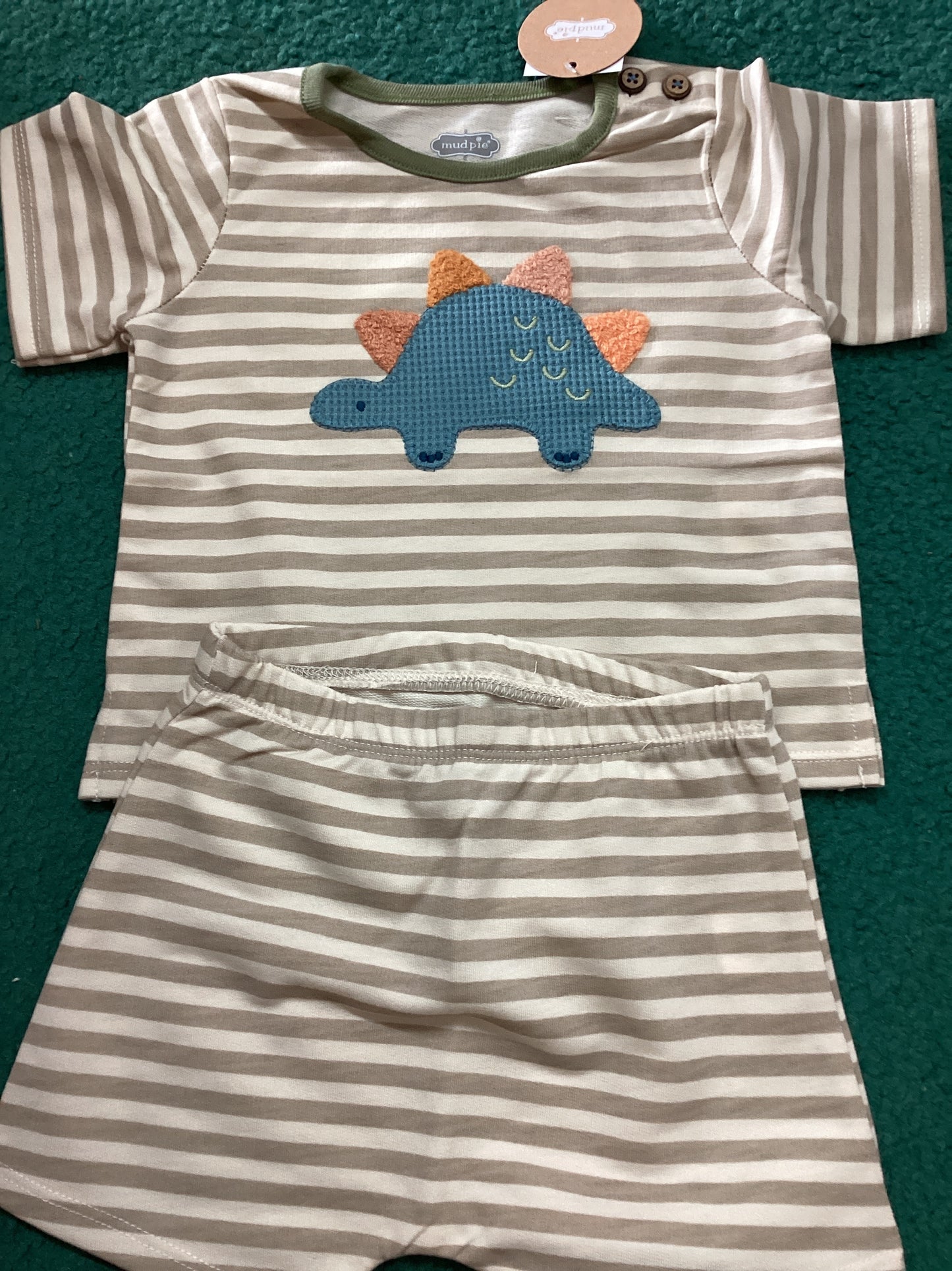 Dino Appliqué Short Set 9-12m