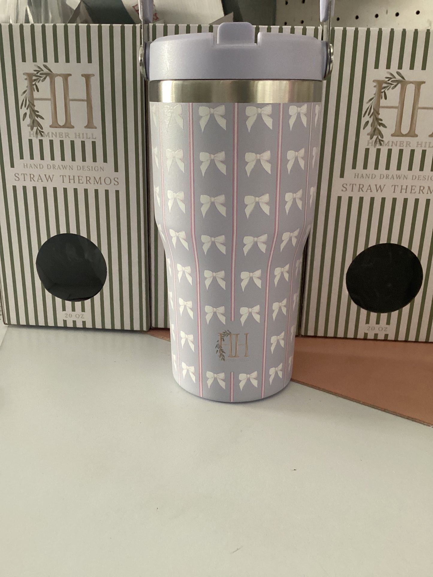 Hamner Hill Striped Purple Bow Straw Cup
