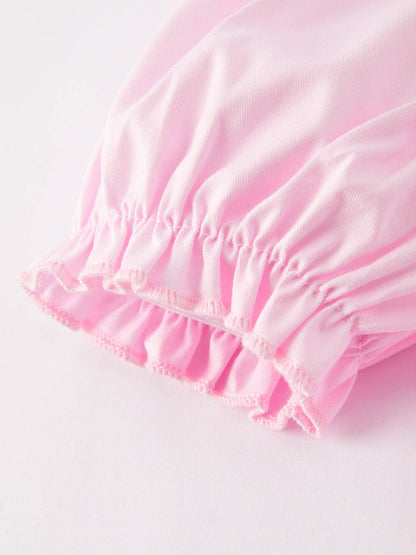 White Bow Smock Embroidered Pink Dress