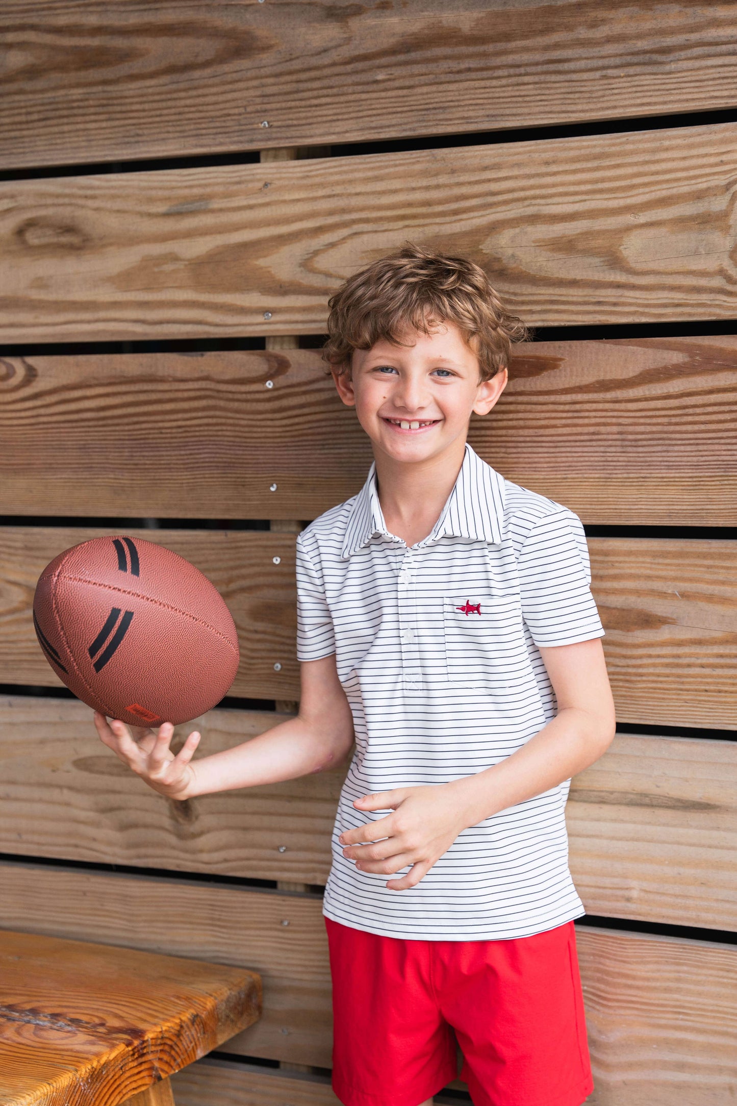 Marco Boys Performance Polo White Stripe
