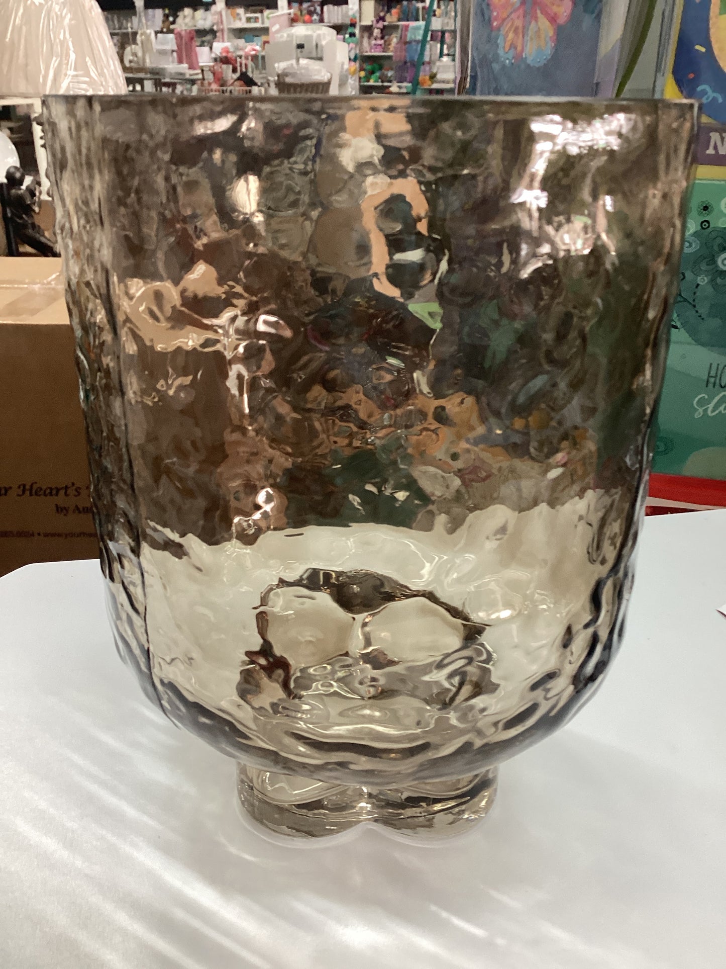 Smokey Amber Hammered Glass Vase