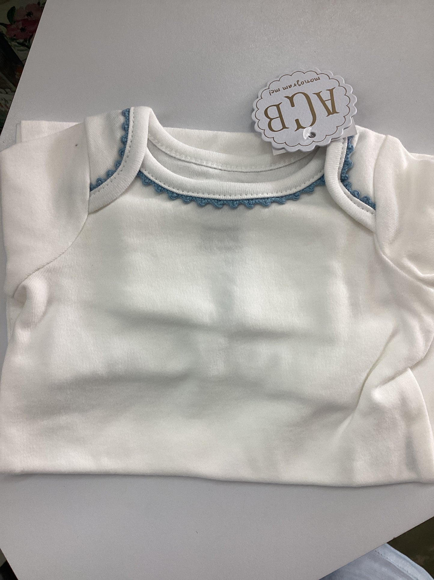 Blue Crochet Trim Gown 0-3m