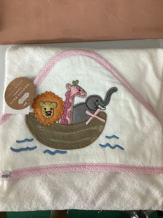 Noah’s Ark Pink Hooded Towel