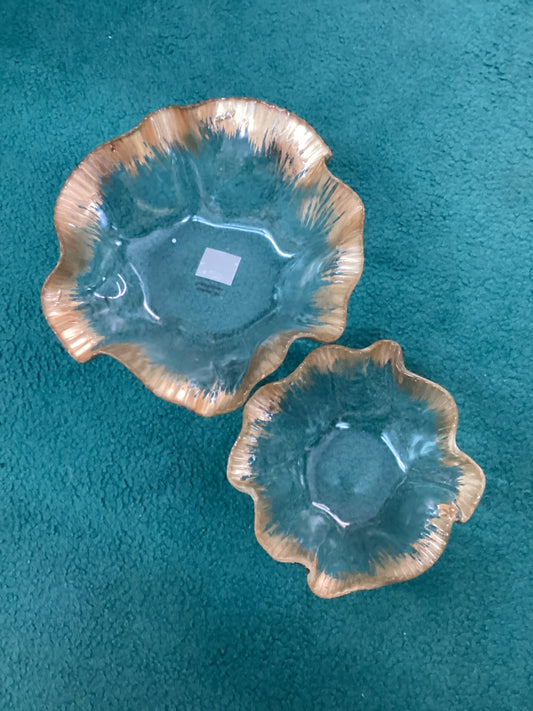 Gold Rimmed Ruffle Bowl