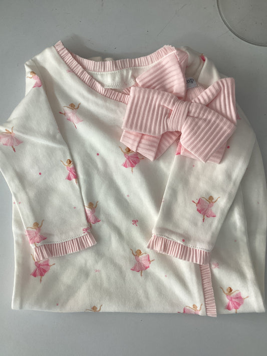Ballet Gown White Print 0-3m