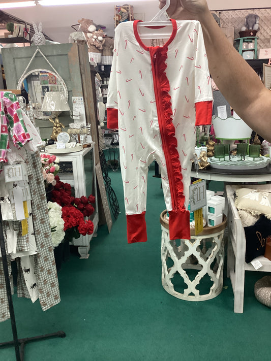 Hamner Hill Candy Cane Lane Double Zipper Romper