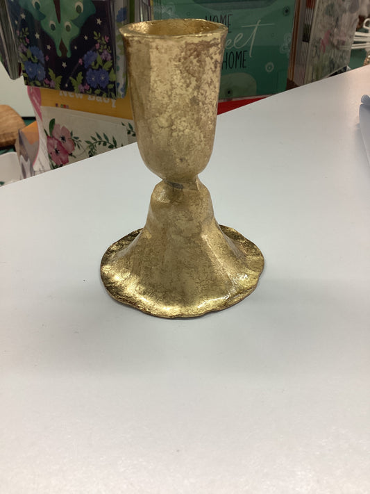 Gold Toned Hammered Candle Holder