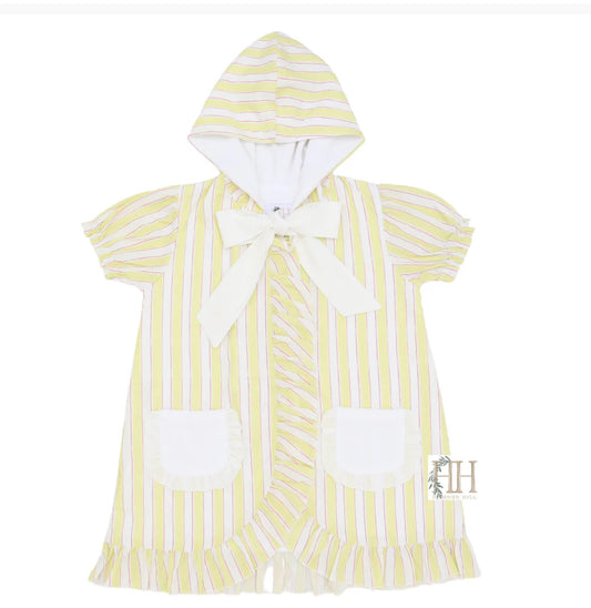 Hamner Hill Girls Yellow Striped Hooded Bow Coverup