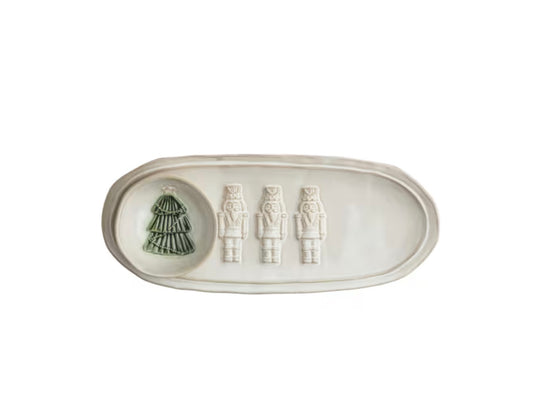 White Nutcracker Tray and Tree Tidbit Set ￼