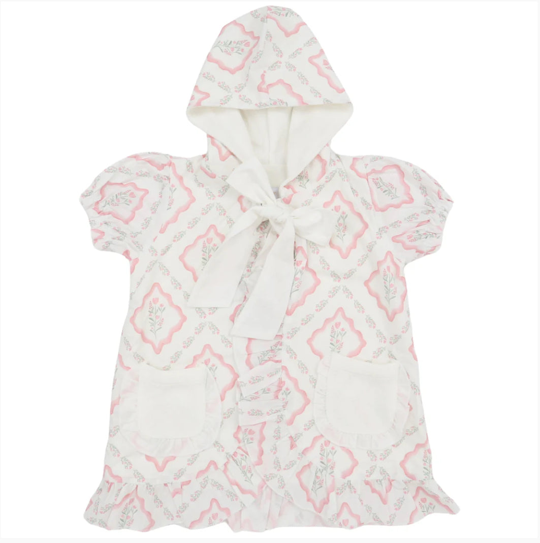 Hamner Hill Girls Floral Diamond Hooded Bow Coverup