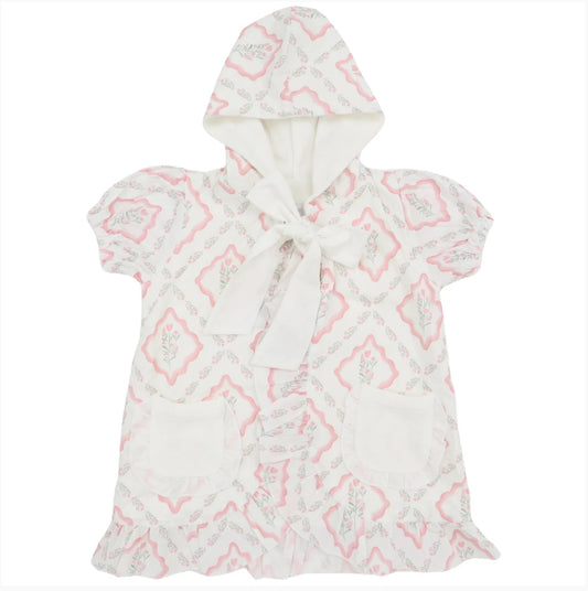 Hamner Hill Girls Floral Diamond Hooded Bow Coverup