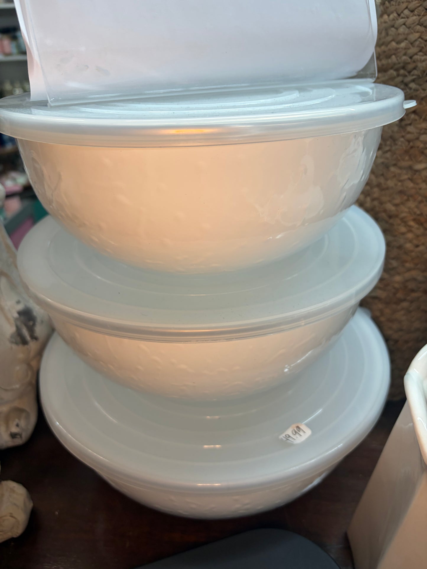 Golden Rabbit White Covered Nesting Bowls -Collins/Eskridge