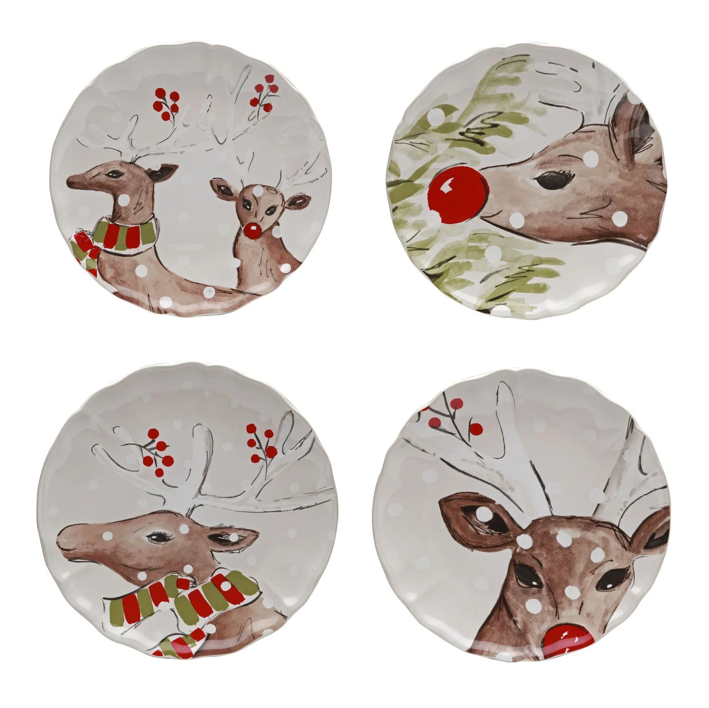 Costa-Nova Desert Plates Deer Friends White