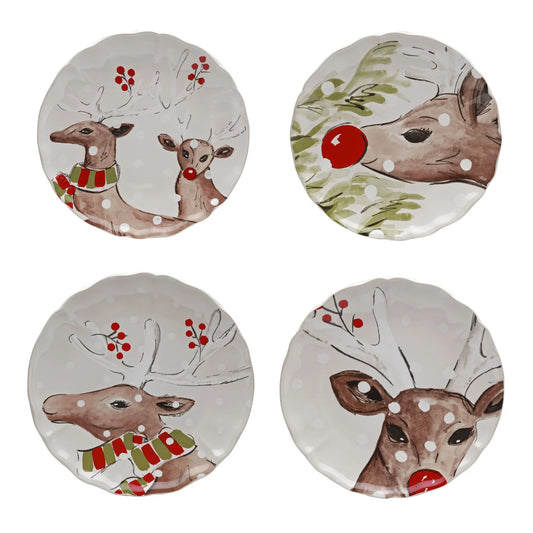 Costa-Nova Desert Plates Deer Friends White