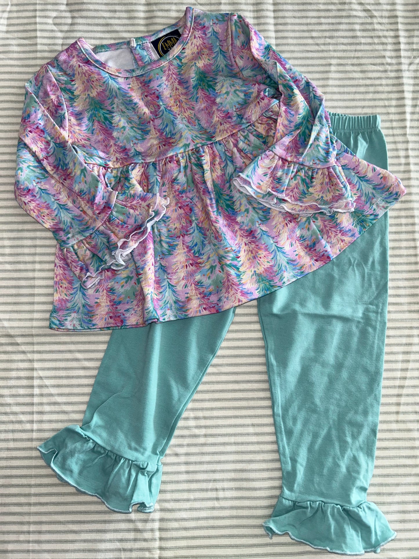 Emma Jean Kids O Christmas Tree Ruffle Pant Set