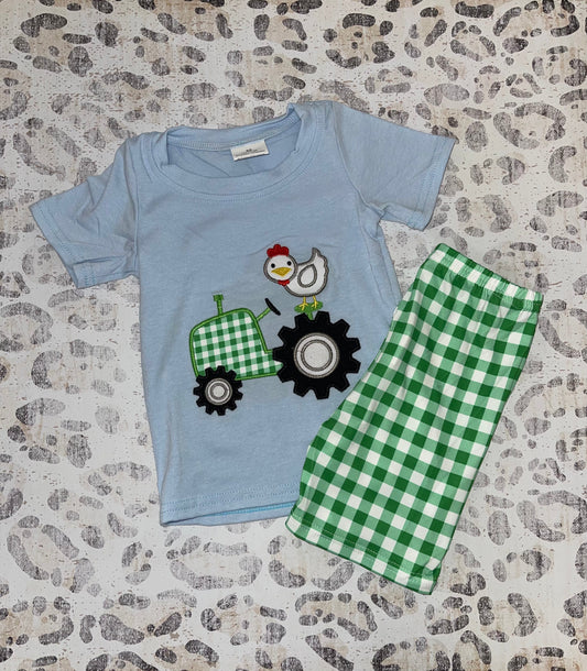 Chicken & Tractor Applique Outfit Set