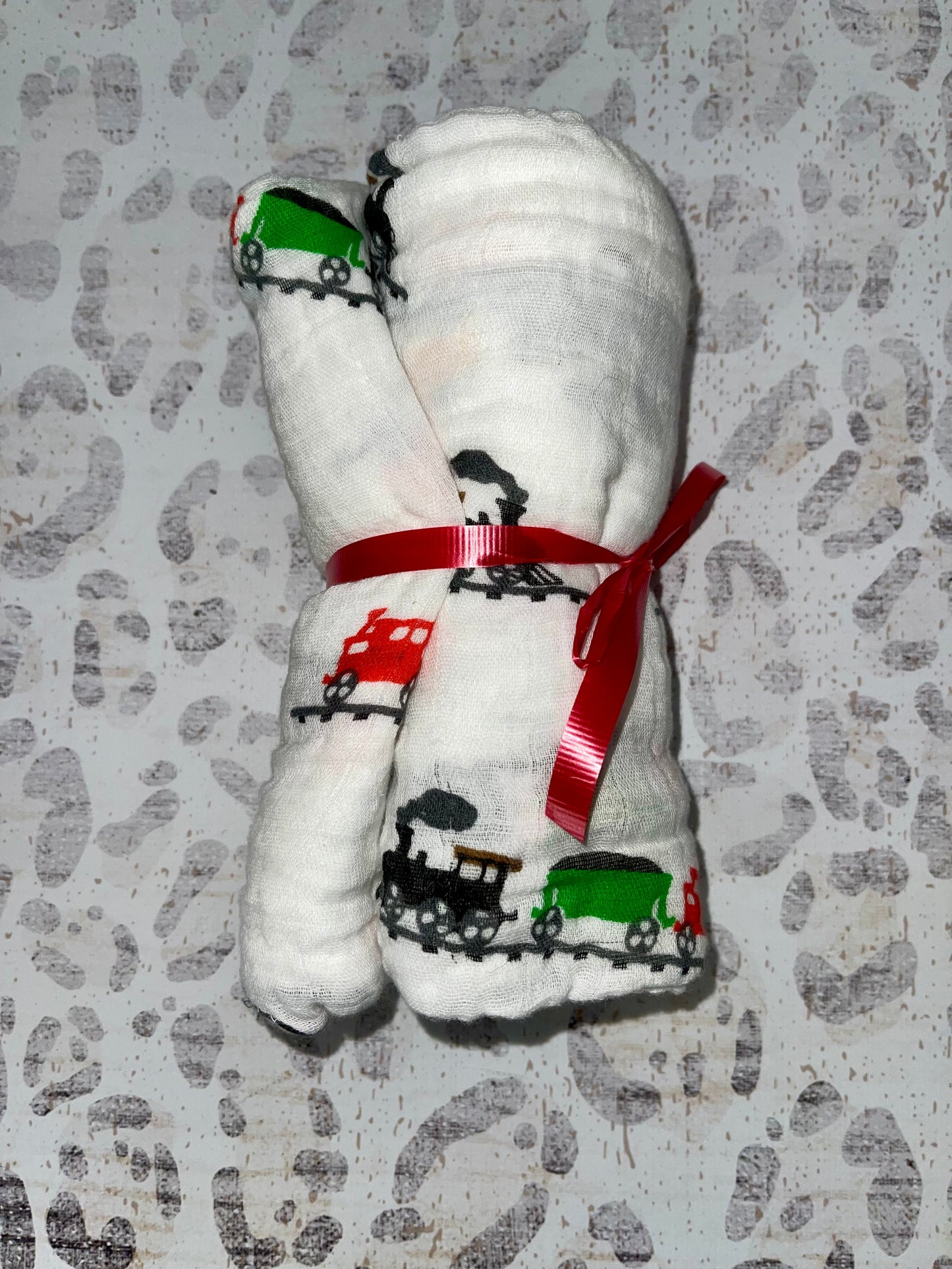 Lolly Banks Train Cotton Muslin Swaddle Blanket - McGough Twins