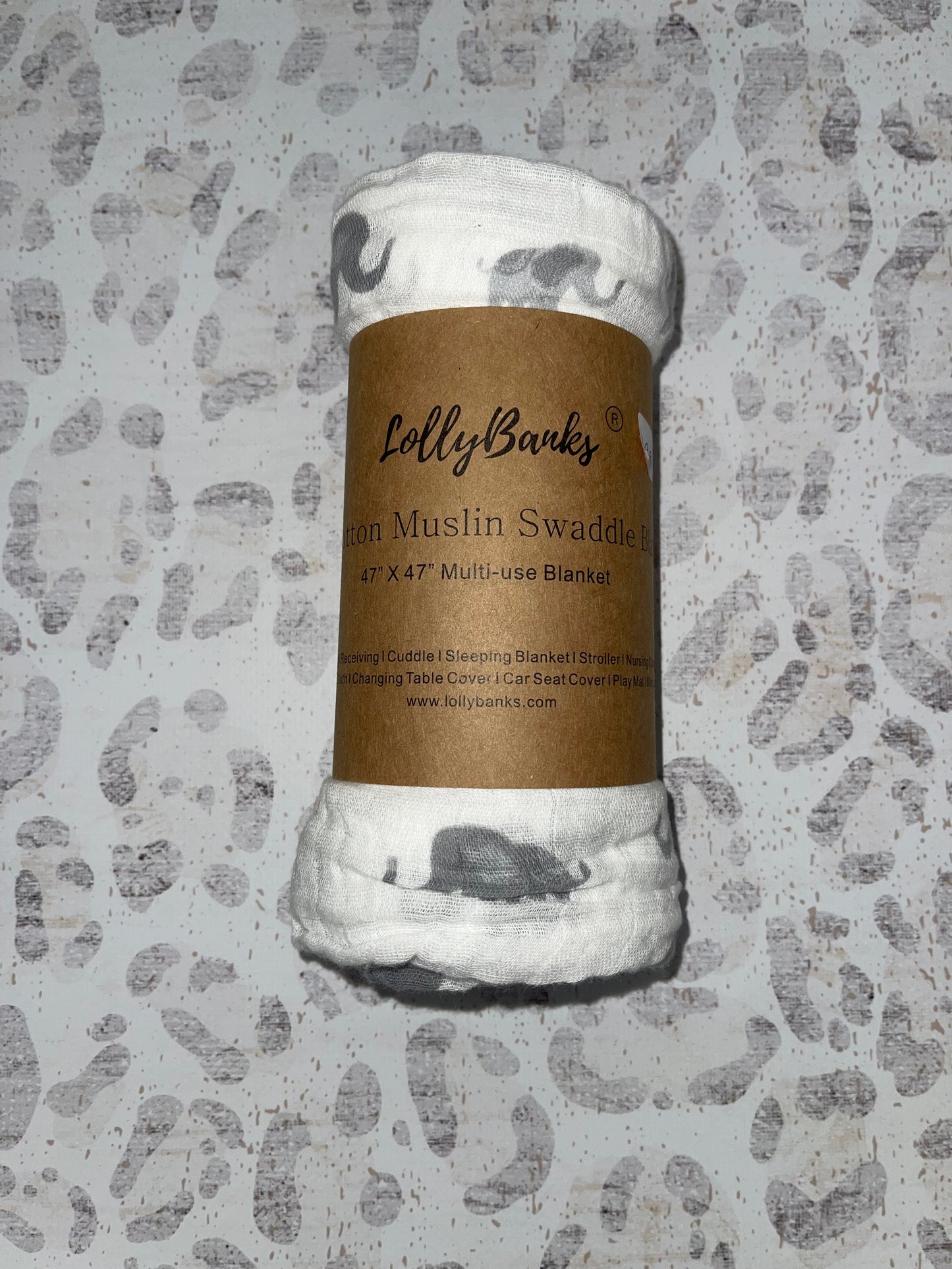 Lolly Banks Elephant Cotton Muslin Swaddle Blanket - McGough Twins