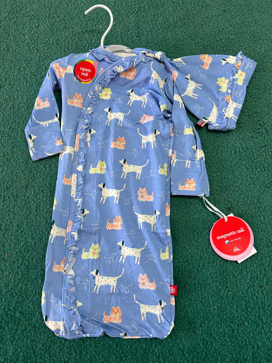 Magnetic Me Leash on Life ruffle gown with ruffle hat