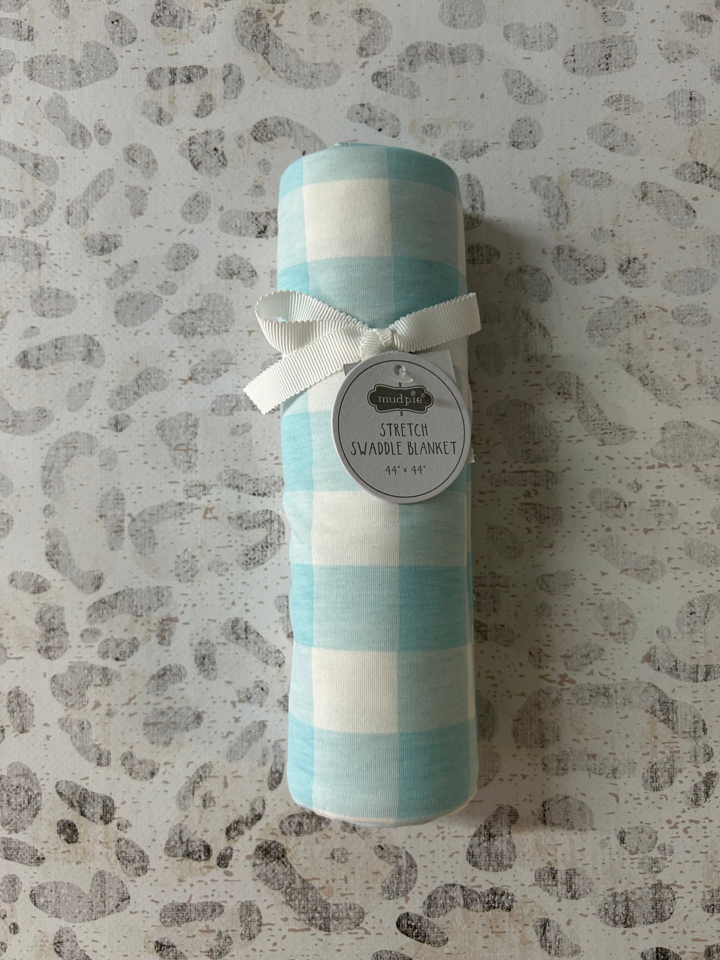 Mudpie Blue Gingham Soft Knit Swaddle