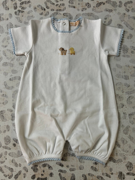 Baby Club Chic Sweet toys Romper with crochet trim